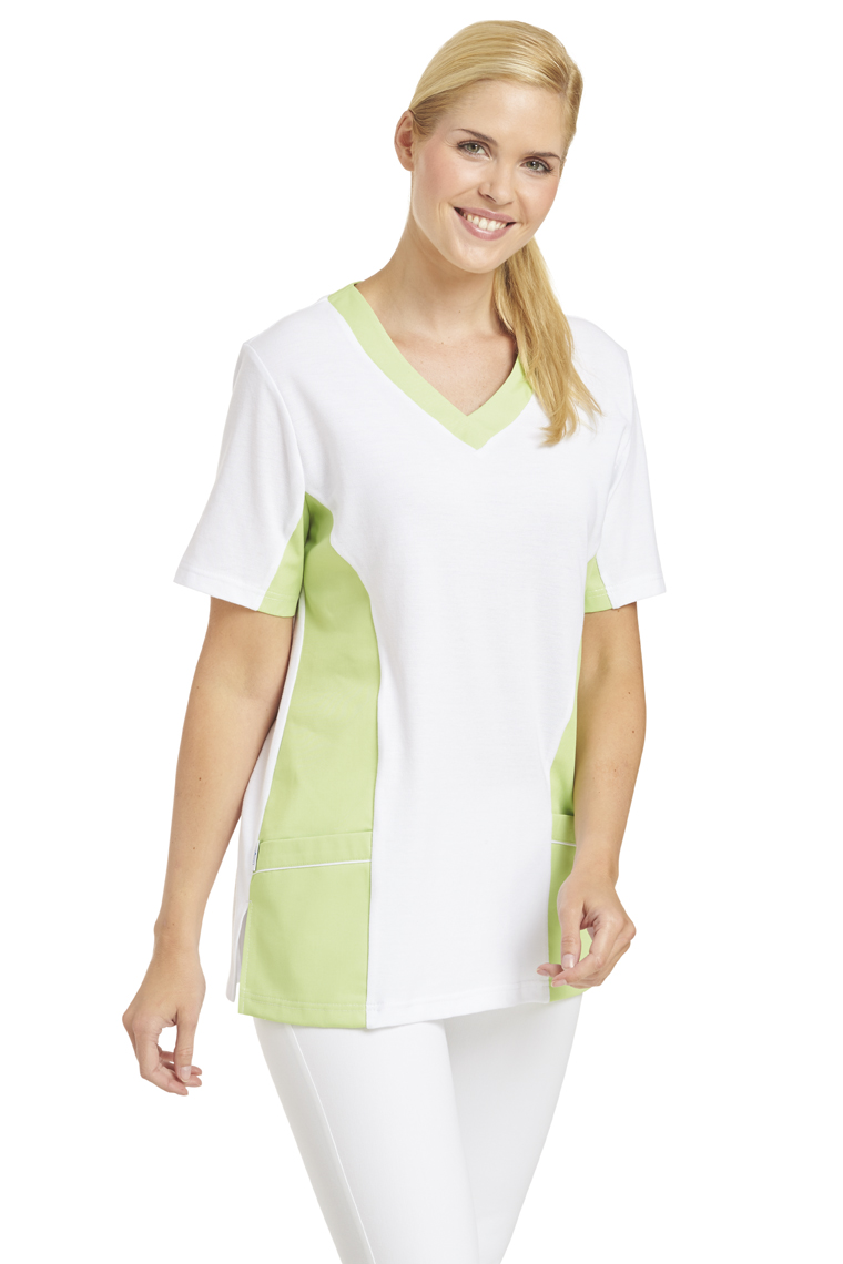 Damen-Schlupfkasack, Farbe weiß-hellgrün, Größe XL