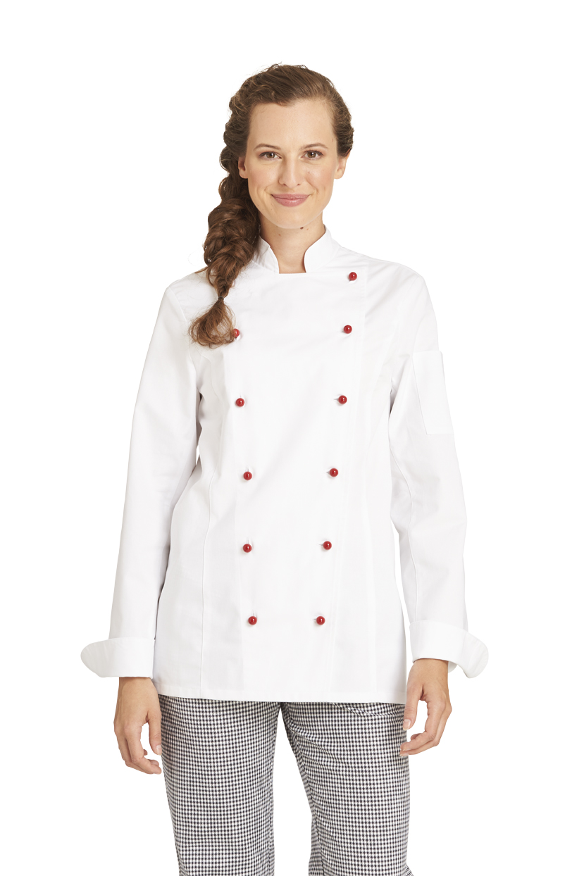 Damen-Kochjacke, langarm, Farbe weiß, Größe 54